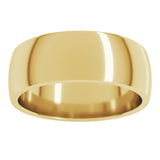 14K Yellow Gold 7 mm Lightweight Comfort-Fit Half Round Band Size 6.5