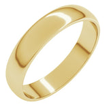 10K Yellow Gold 4 mm Lightweight Half Round Band Size 7.5