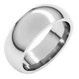 Platinum 7 mm Comfort-Fit Half Round Band Size 11