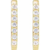 14K Yellow Gold Natural White Sapphire 14 mm Hoop Earrings