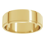 14K Yellow Gold 6 mm Stepped-Edge Flat Band Size 10.5