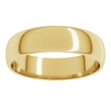 14K Yellow Gold 5 mm Lightweight Half Round Band Size 9.5