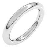 14K White Gold 3 mm Comfort-Fit Full Round Band Size 4.5
