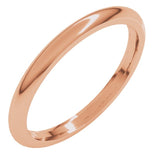 18K Rose Gold 2 mm Comfort-Fit Half Round Band Size 7