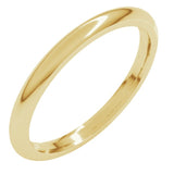 18K Yellow Gold 2 mm Comfort-Fit Half Round Band Size 6.5