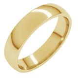 14K Yellow Gold 4.5 mm Lightweight Comfort-Fit Half Round Band Size 10.5