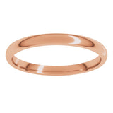 14K Rose Gold 2 mm Lightweight Comfort-Fit Half Round Band Size 4.5
