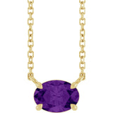 14K Yellow Gold Natural Amethyst 18" Necklace