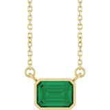 14K Yellow Gold Lab-Grown Emerald 18" Necklace