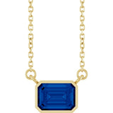 14K Yellow Gold Lab-Grown Blue Sapphire 18" Necklace