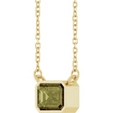 14K Yellow Gold Lab-Grown Green Sapphire 18" Necklace
