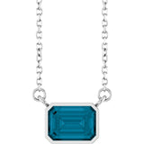 Platinum Natural London Blue Topaz 18" Necklace