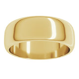 14K Yellow Gold 7 mm Half Round Band Size 10
