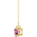 14K Yellow Gold Natural Pink Tourmaline Solitaire 18" Necklace