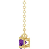 14K Yellow Gold Natural Amethyst Solitaire 18" Necklace