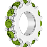Sterling Silver Natural Peridot Spacer Charm/Pendant