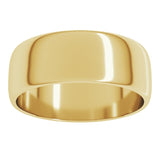 14K Yellow Gold 7 mm Lightweight Half Round Band Size 10