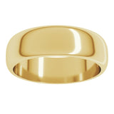 14K Yellow Gold 6 mm Half Round Band Size 8.5