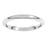 14K White Gold 2 mm Comfort-Fit Half Round Band Size 9.5