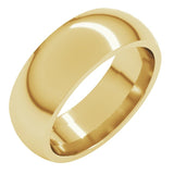 10K Yellow Gold 7 mm Comfort-Fit Half Round Band Size 10