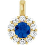 14K Yellow Gold Lab-Grown Blue Sapphire & 1/3 CTW Lab-Grown Diamond Pendant