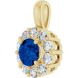 14K Yellow Gold Lab-Grown Blue Sapphire & 1/3 CTW Lab-Grown Diamond Pendant