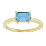 14K Yellow Gold Natural Sky Blue Topaz Solitaire Ring