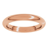 14K Rose Gold 3 mm Comfort-Fit Half Round Band Size 8.5