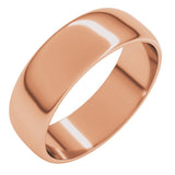 14K Rose Gold 6 mm Lightweight Half Round Band Size 11
