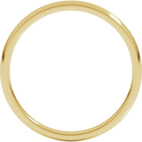 18K Yellow Gold 2 mm Lightweight Comfort-Fit Half Round Band Size 4.5