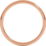 14K Rose Gold 2 mm Lightweight Comfort-Fit Half Round Band Size 7.5