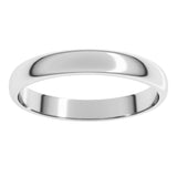 14K White Gold 3 mm Lightweight Half Round Band Size 9