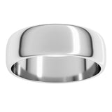 14K White Gold 6 mm Lightweight Half Round Band Size 12.5