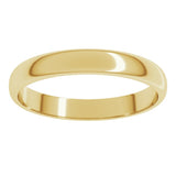 10K Yellow Gold 3 mm Lightweight Half Round Band Size 11