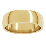 18K Yellow Gold 6 mm Lightweight Comfort-Fit Half Round Band Size 12