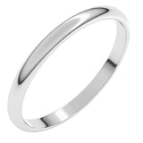 14K White Gold 2 mm Lightweight Half Round Band Size 7