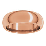 14K Rose Gold 6 mm Comfort-Fit Half Round Band Size 9