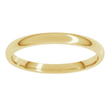 14K Yellow Gold 2 mm Lightweight Comfort-Fit Half Round Band Size 11.5