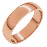 14K Rose Gold 5 mm Lightweight Half Round Band Size 9