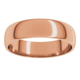 14K Rose Gold 5 mm Lightweight Half Round Band Size 9