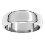 14K White Gold 6 mm Half Round Band Size 6