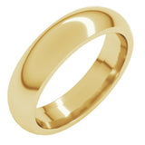 14K Yellow Gold 5 mm Comfort-Fit Half Round Band Size 9