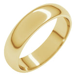 10K Yellow Gold 5 mm Half Round Band Size 8