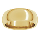 14K Yellow Gold 7 mm Comfort-Fit Half Round Band Size 9.5