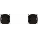 Sterling Silver Natural Black Onyx Scroll Setting® Earrings