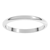 14K White Gold 2 mm Half Round Band Size 11