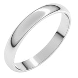 Platinum 3 mm Lightweight Half Round Band Size 6