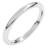 14K White Gold 2 mm Comfort-Fit Half Round Band Size 4.5