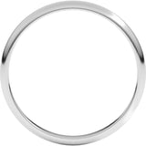Platinum 2 mm Lightweight Half Round Band Size 6