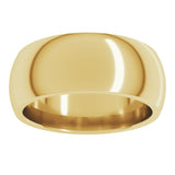 10K Yellow Gold 8 mm Comfort-Fit Half Round Band Size 9